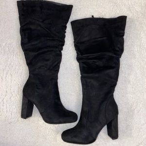 BLACK FAUX SUEDE OVER-THE-KNEE BOOT (WIDE WIDTH)